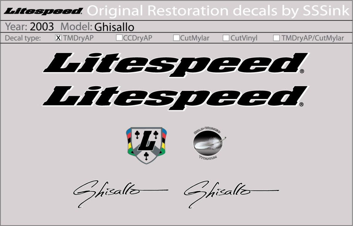 Titanium 2003 Ghisallo Decal Set - Litespeed Bicycles