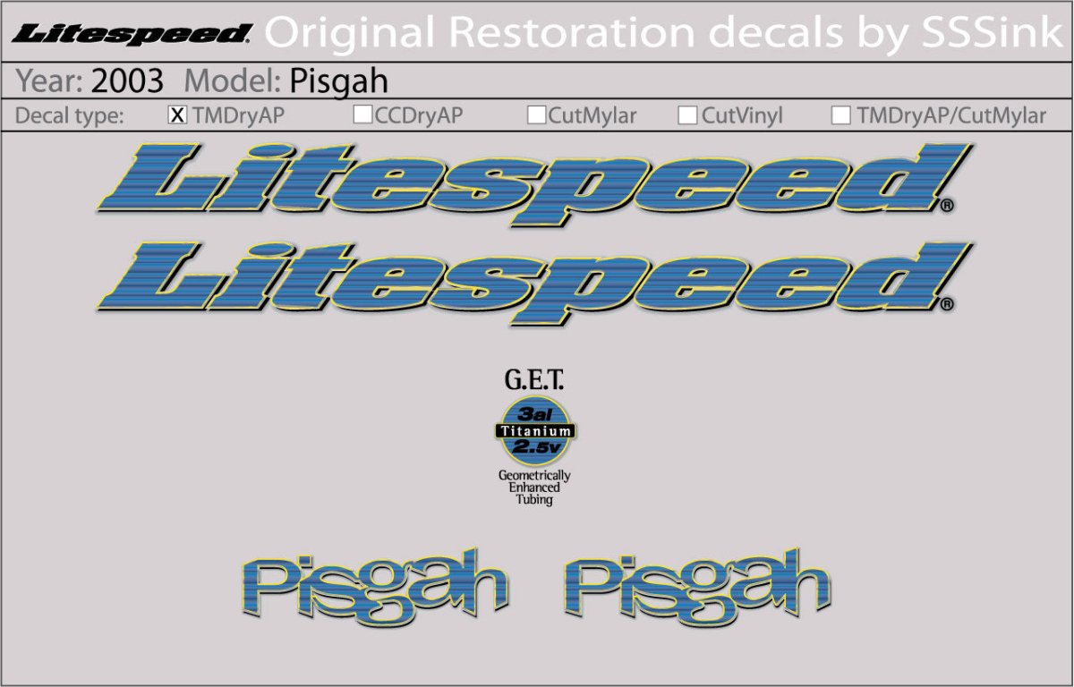 Titanium 2003 Pisgah Decal Set - Litespeed Bicycles