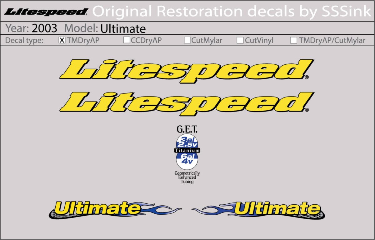 Titanium 2003 Ultimate Decal Set - Litespeed Bicycles