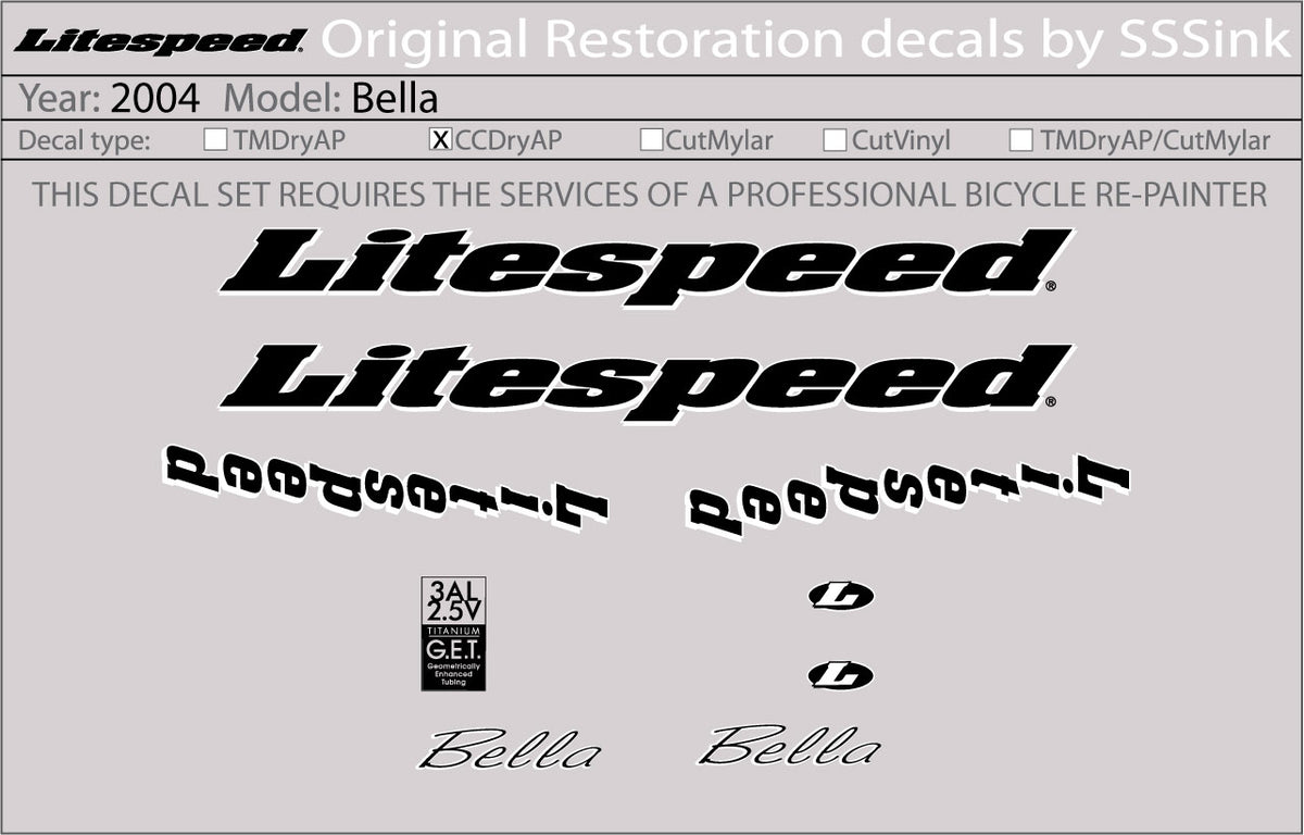 2004 Bella Decal Set