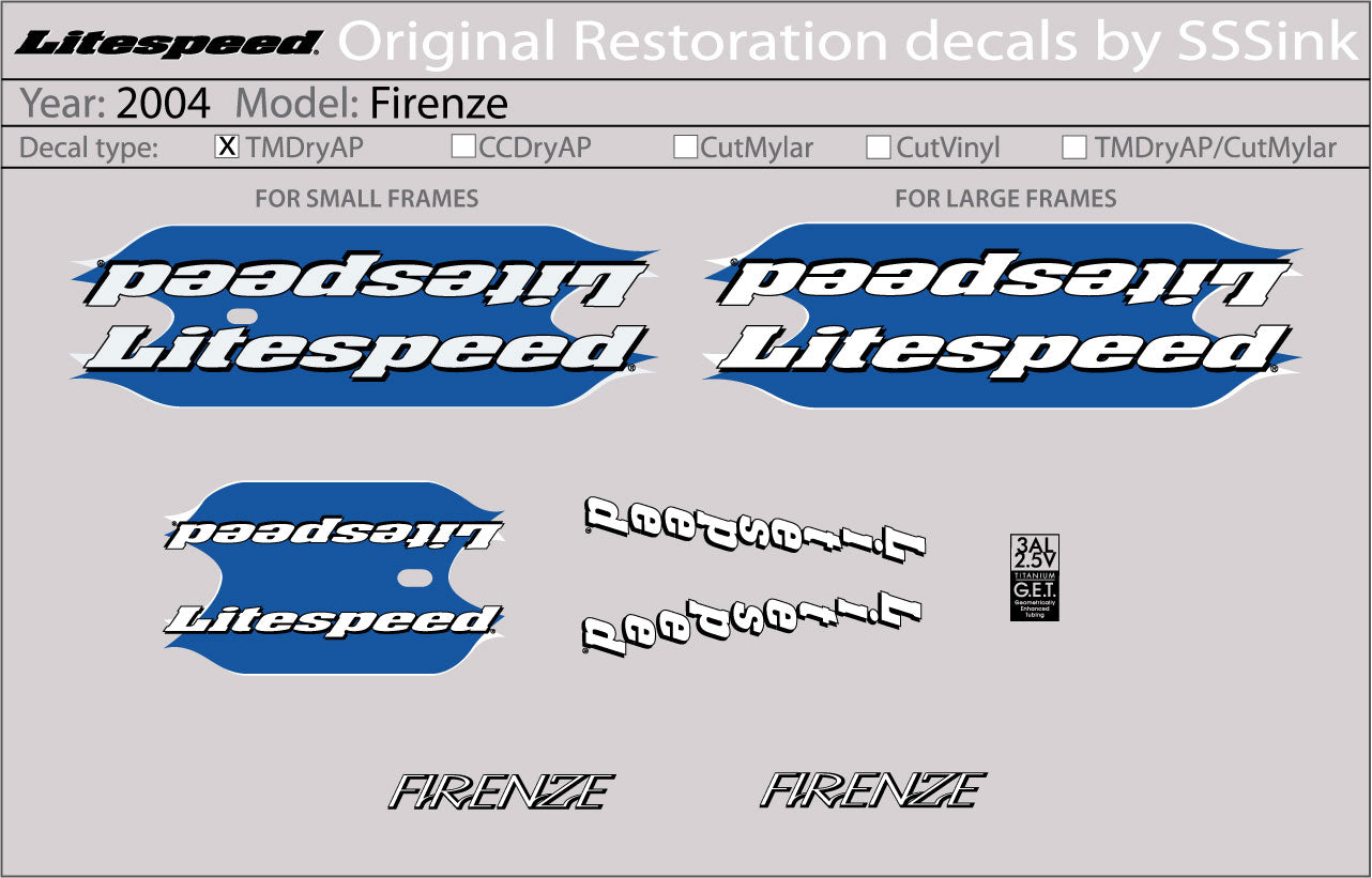 2004 Firenze Decal Set