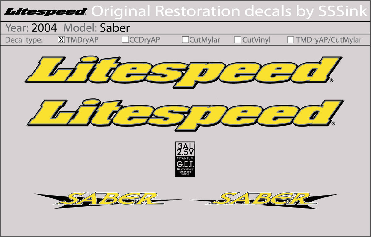2004 Saber Decal Set
