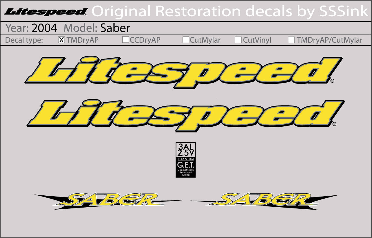 2004 Saber Decal Set