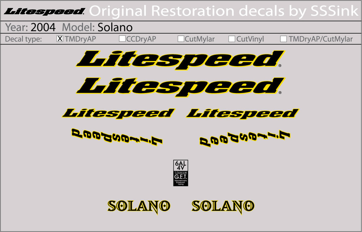 2004 Solano Decal Set