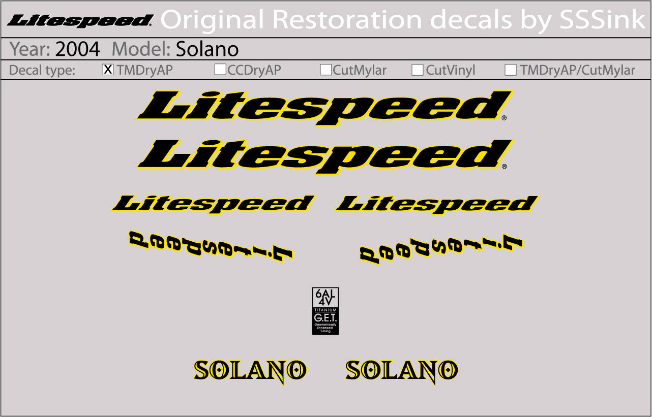 2004 Solano Decal Set