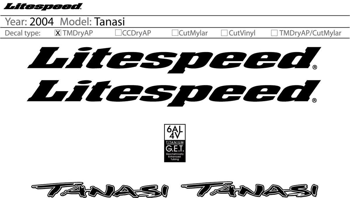 2004 Tanasi Decal set
