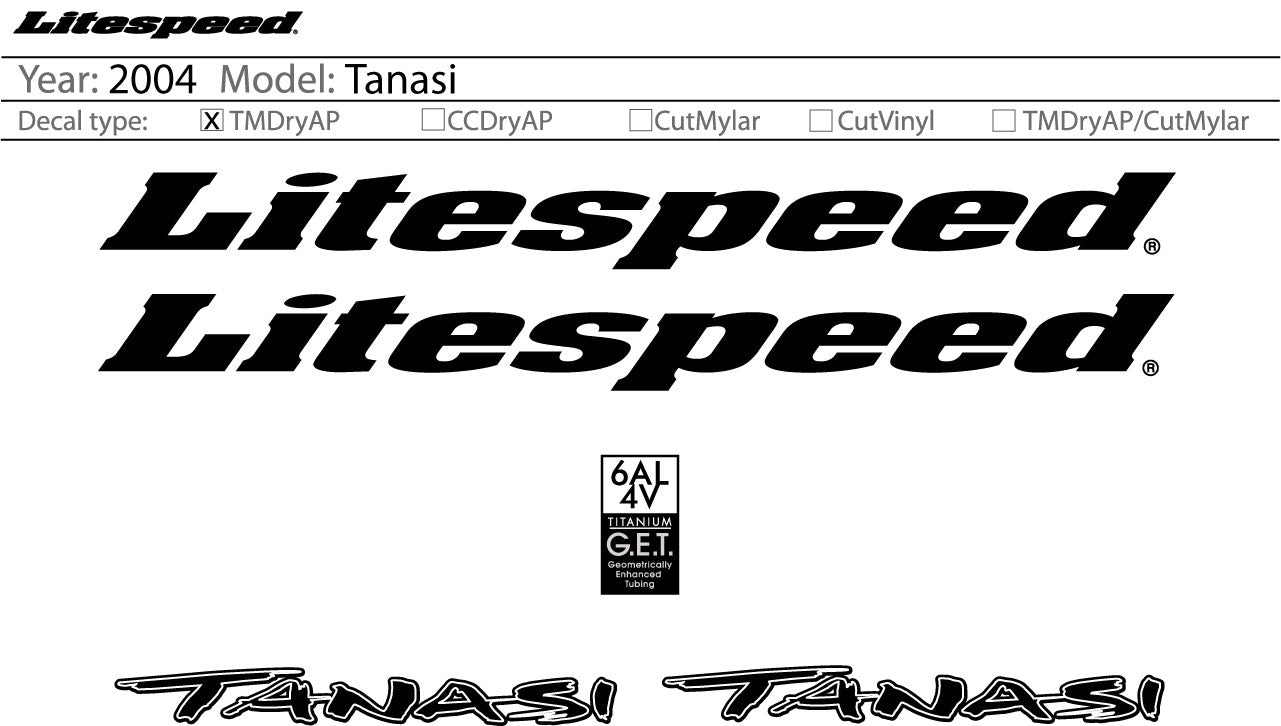 2004 Tanasi Decal set