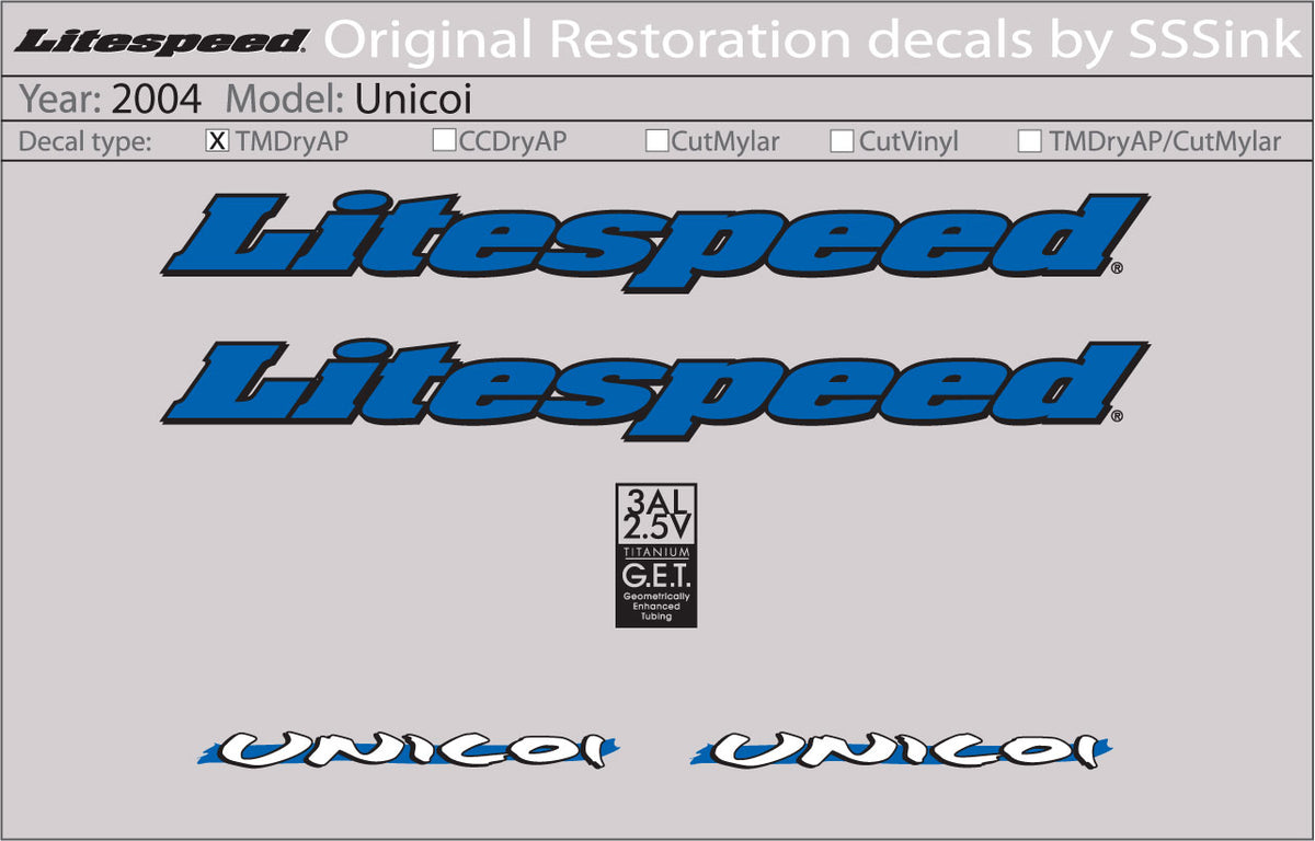 2004 Unicoi Decal Set