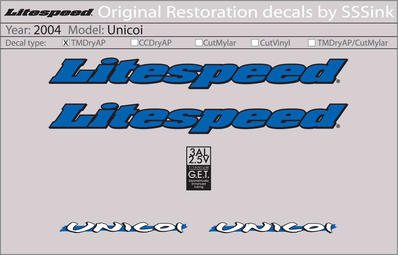 2004 Unicoi Decal Set