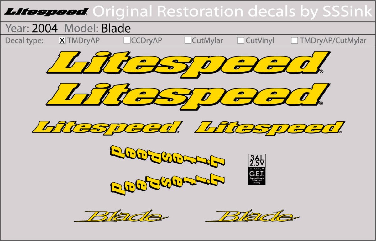 Titanium 2004 Blade Decal Set - Litespeed Bicycles