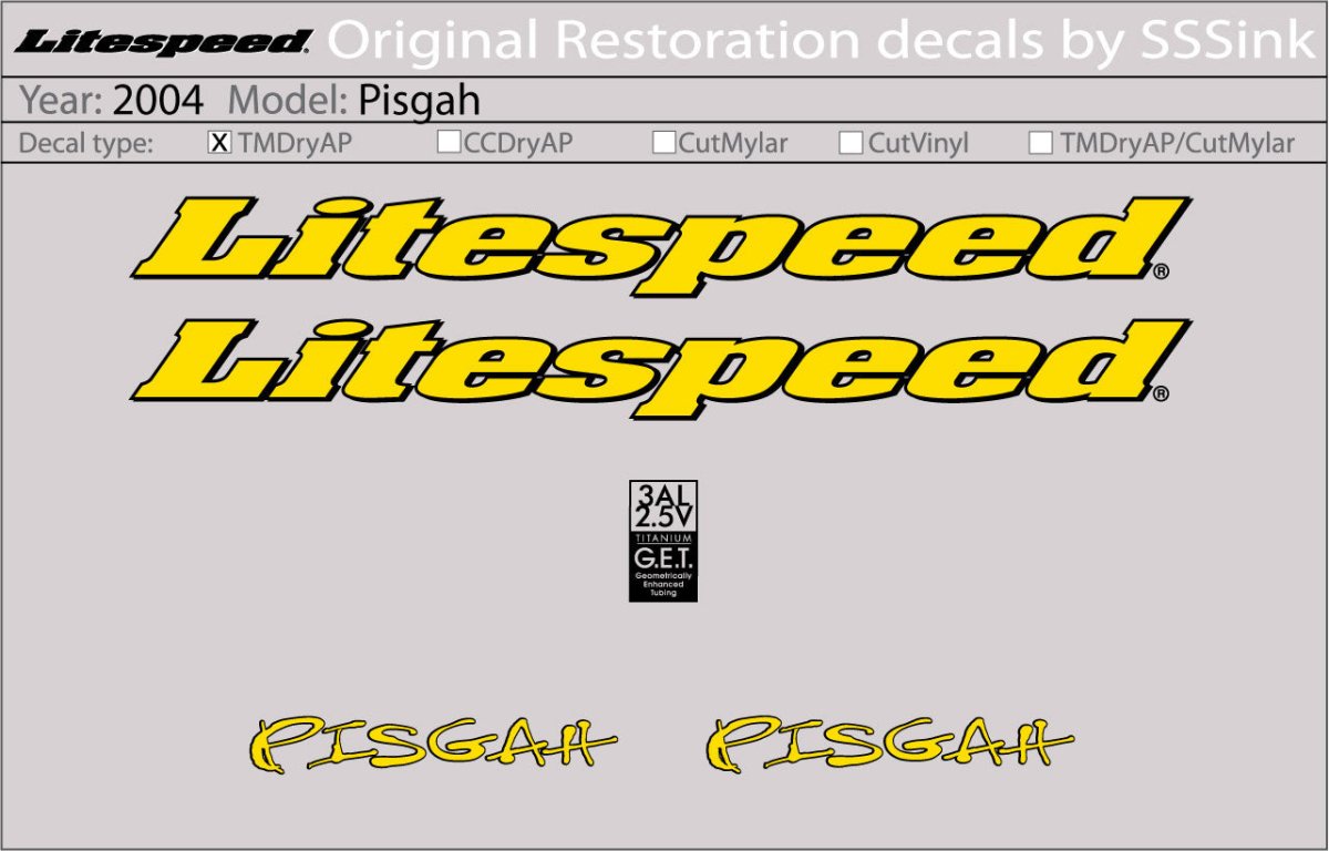 Titanium 2004 Pisgah Decal Set - Litespeed Bicycles