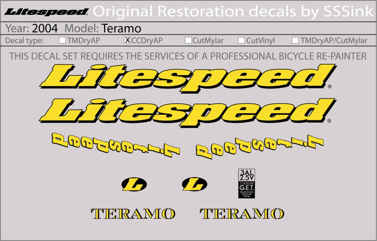 Titanium 2004 Teramo Decal Set - Litespeed Bicycles