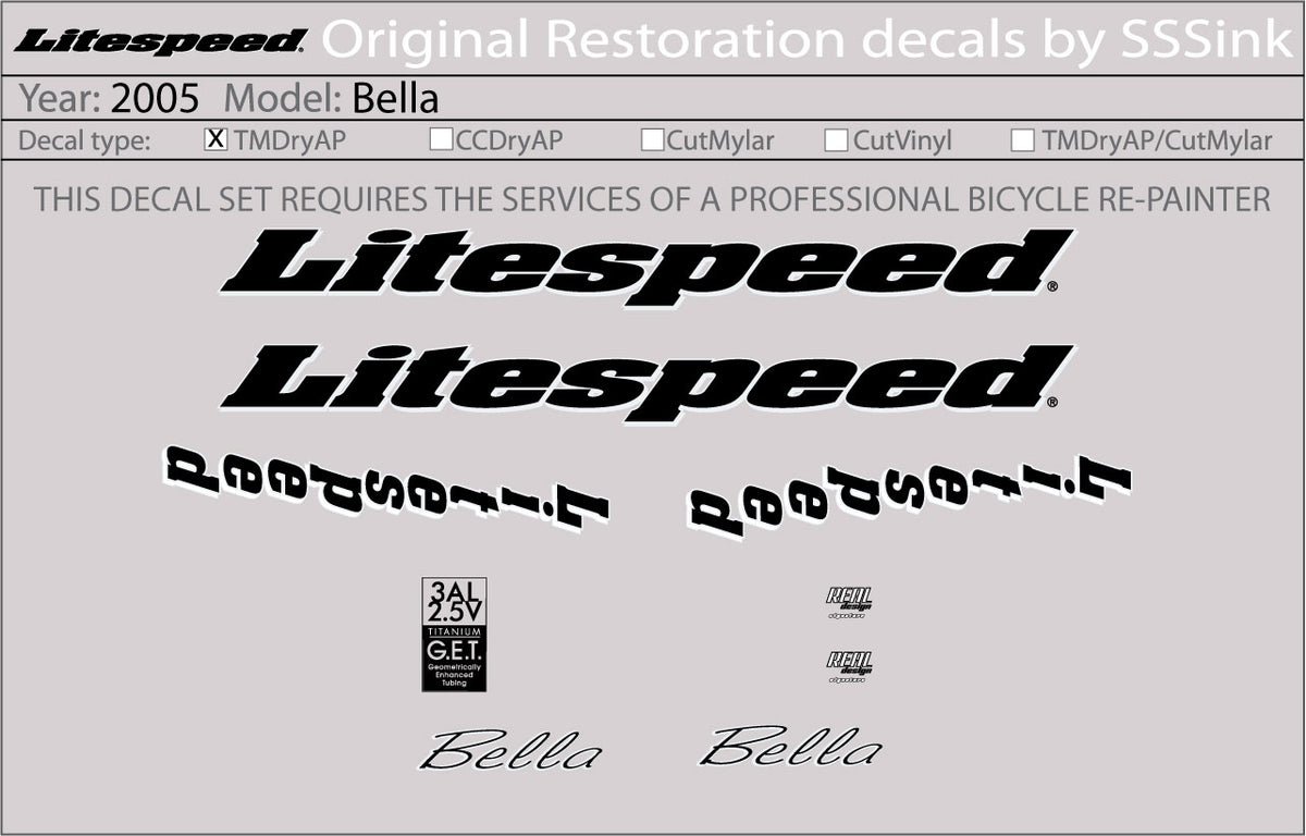 2005 Bella Decal Set