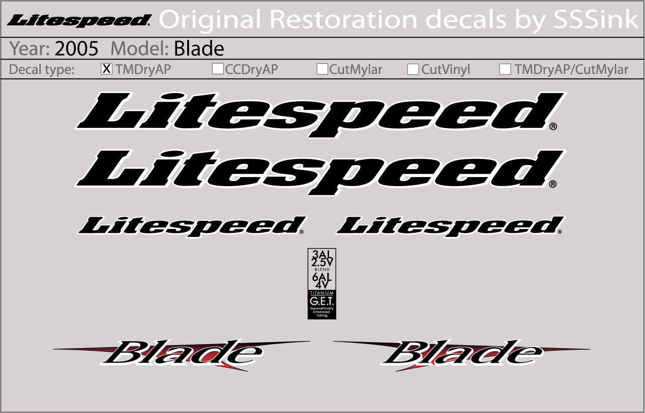 2005 Blade Decal Set
