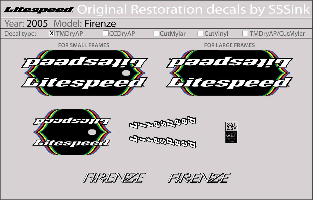 2005 Firenze Decal Set