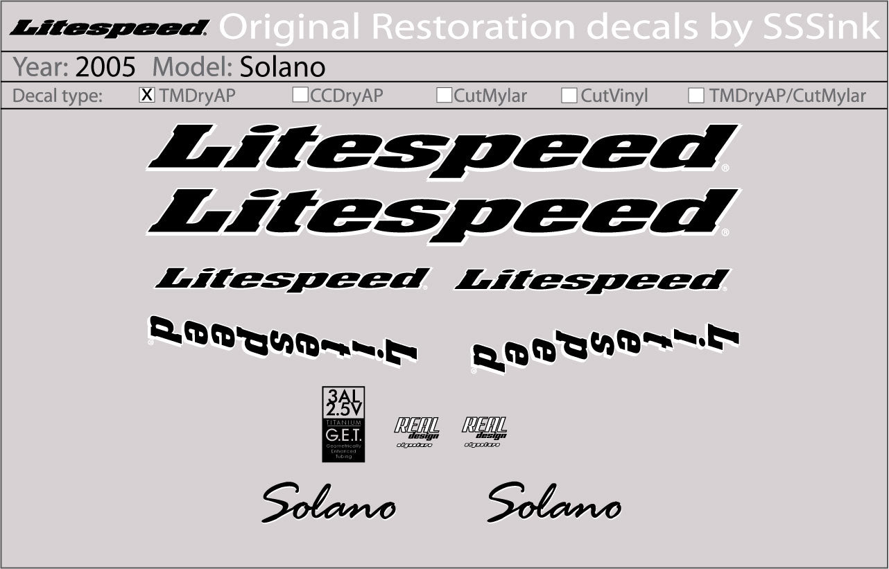 2005 Solano Decal Set