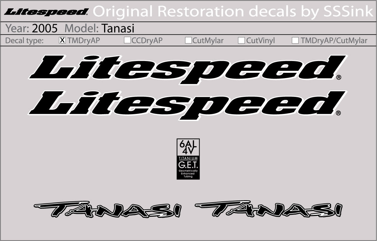 2005 Tanasi Decal Set