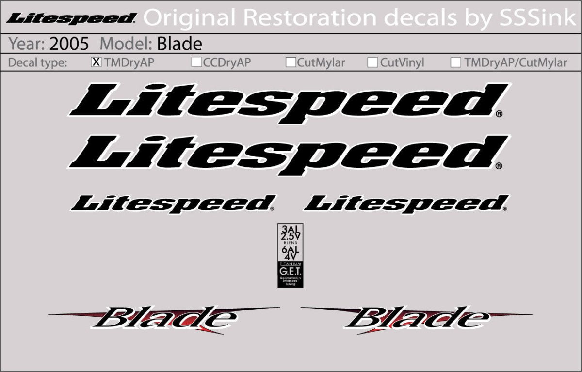 Titanium 2005 Blade Decal Set - Litespeed Bicycles