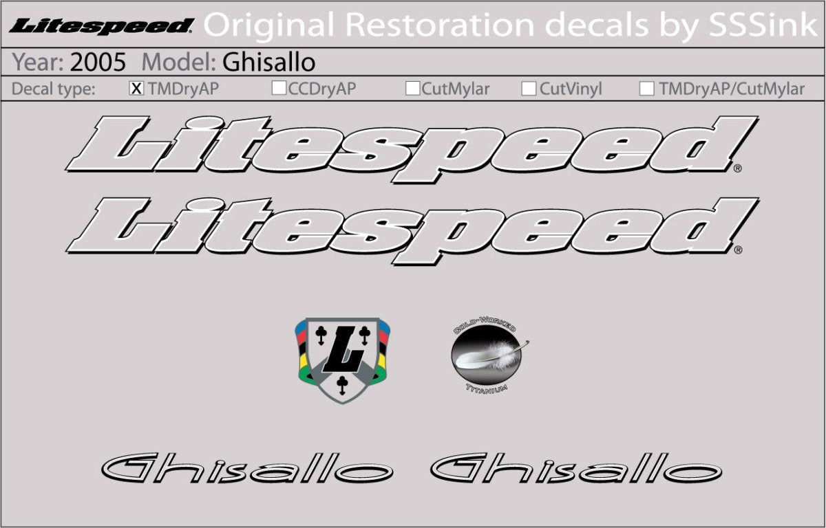 Titanium 2005 Ghisallo Decal Set - Litespeed Bicycles