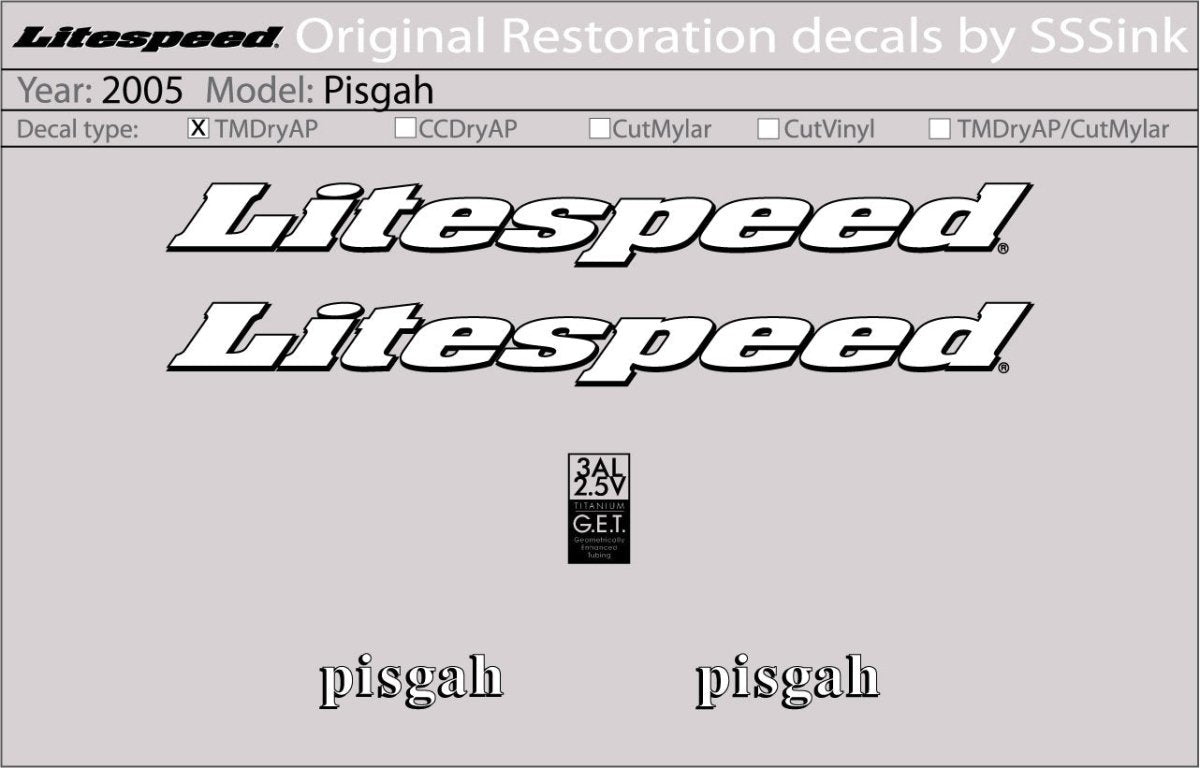 Titanium 2005 Pisgah Decal Set - Litespeed Bicycles