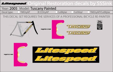 Titanium 2005 Tuscany Painted Decal Set - Litespeed Bicycles