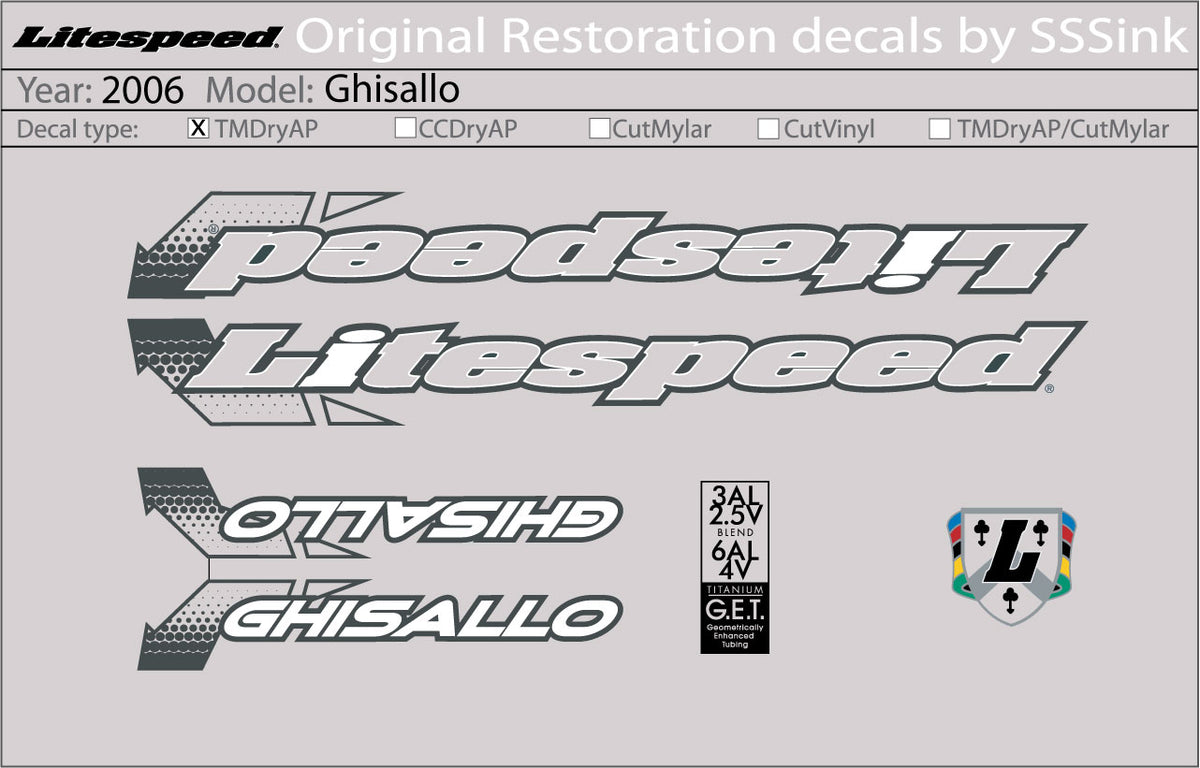 2006 Ghisallo Decal Set