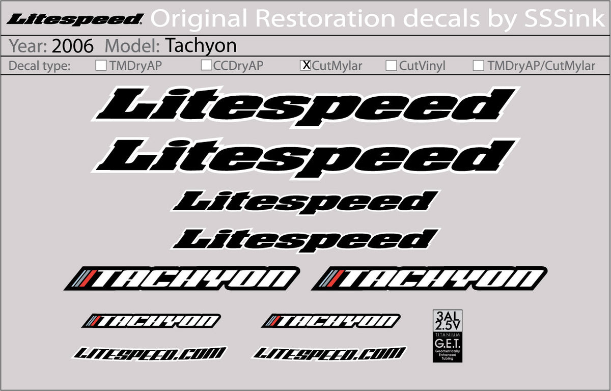 2006 Tachyon Decal Set
