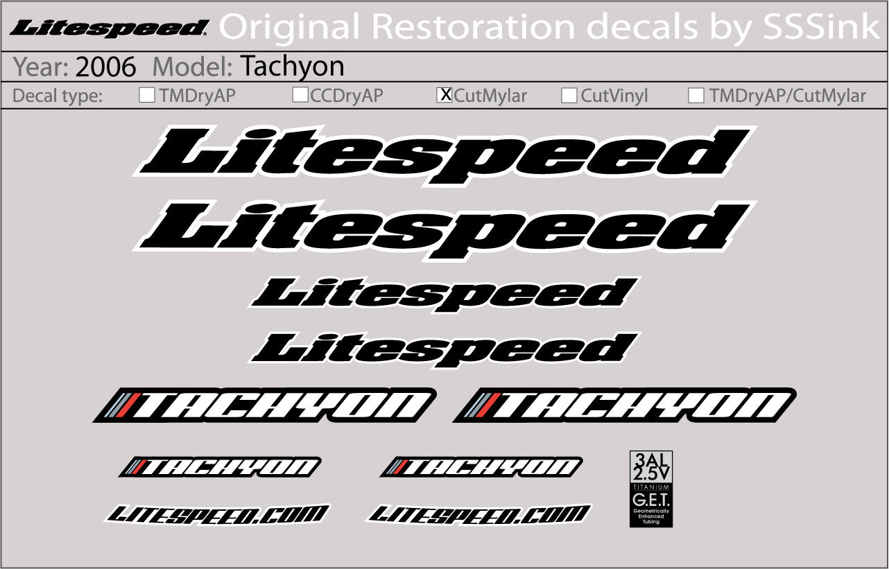 2006 Tachyon Decal Set