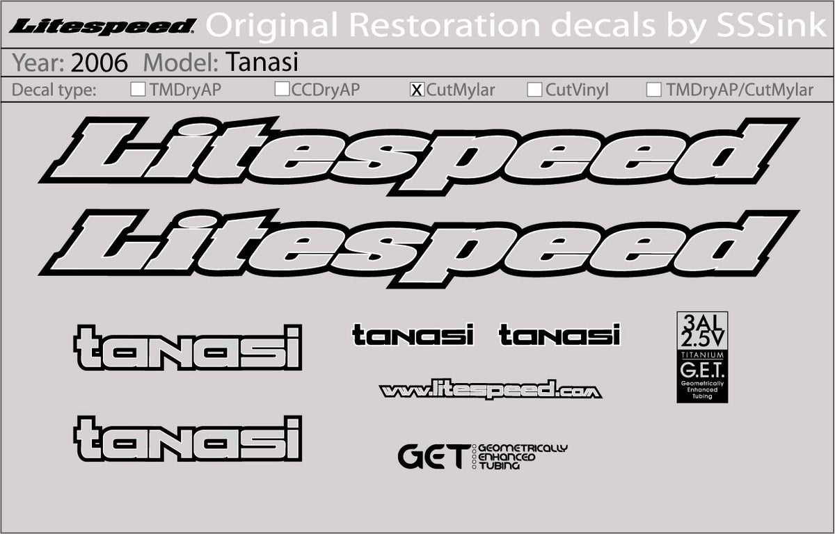 2006 Tanasi Decal Set
