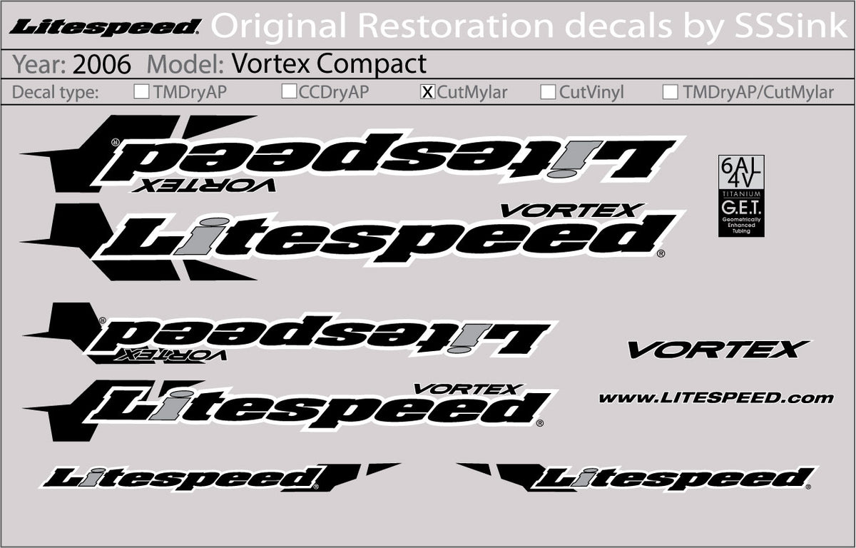 2006 Vortex Compact Decal set