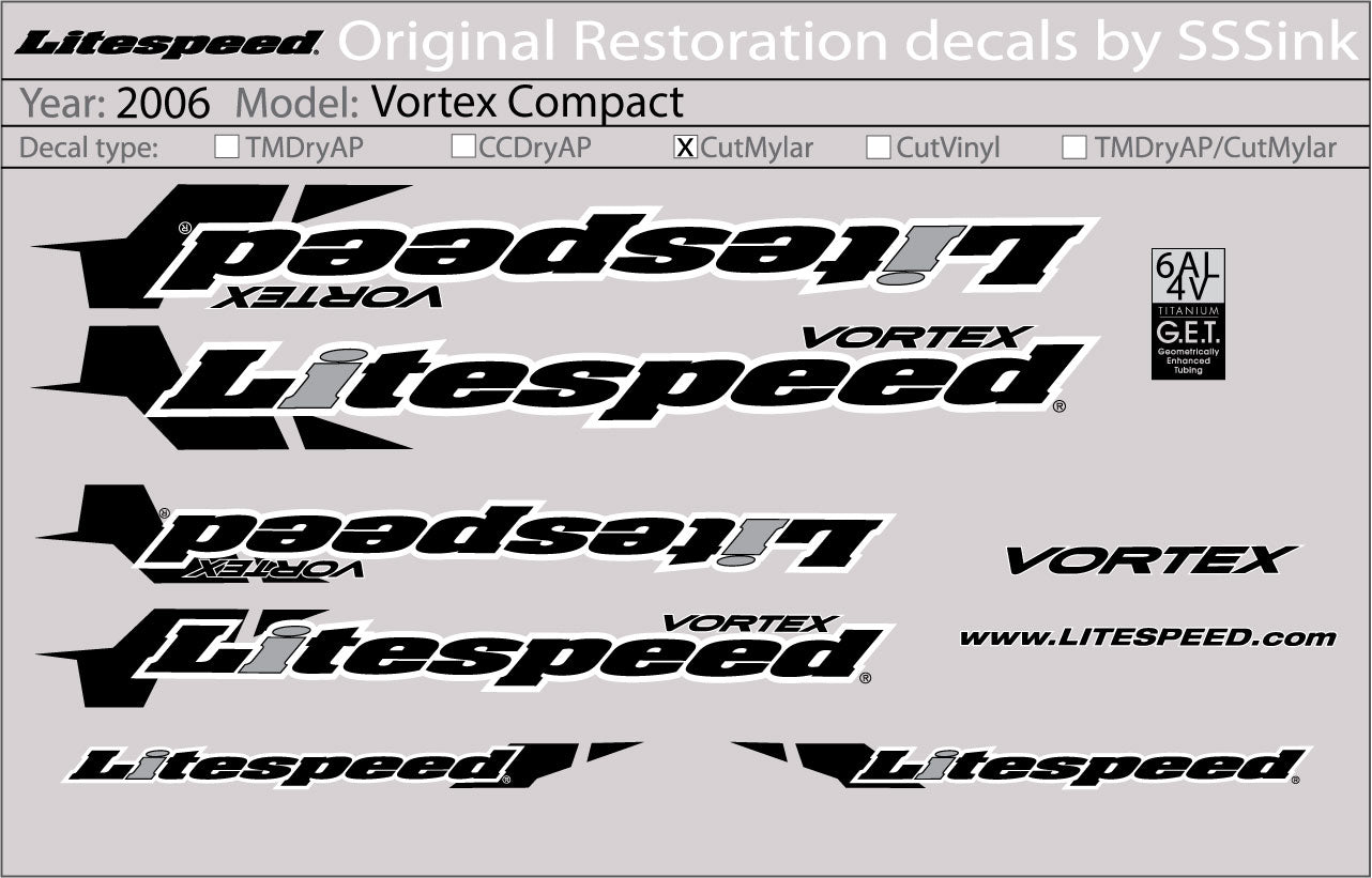 2006 Vortex Compact Decal set