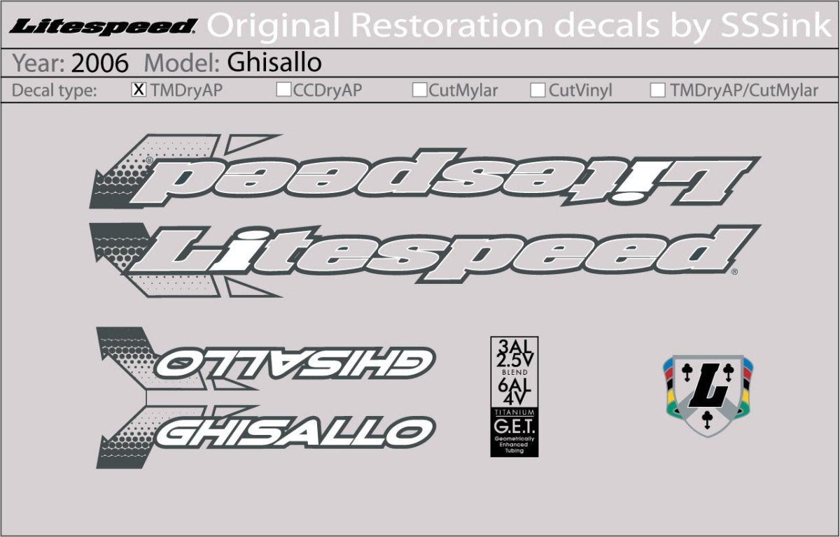 Titanium 2006 Ghisallo Decal Set - Litespeed Bicycles