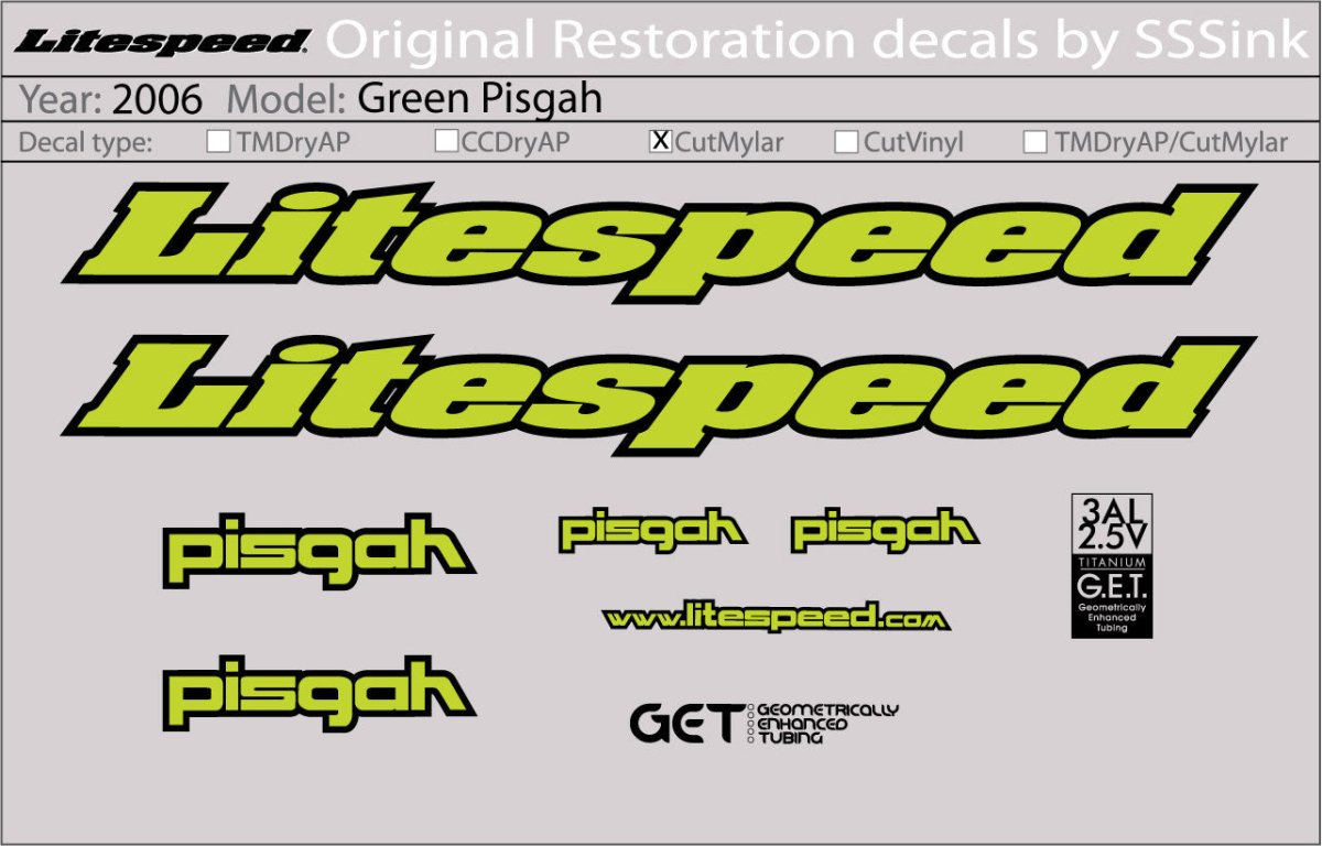 Titanium 2006 Pisgah Decal Set - Litespeed Bicycles