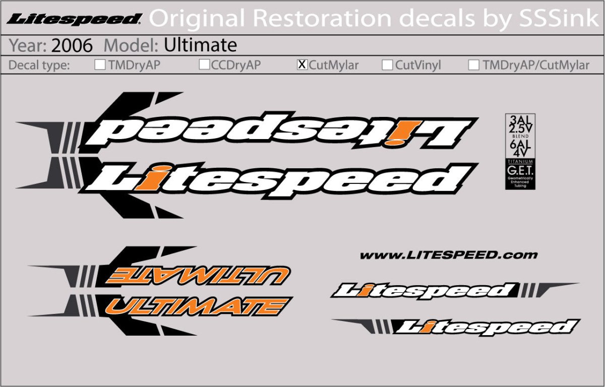 Titanium 2006 Ultimate Decal Set - Litespeed Bicycles