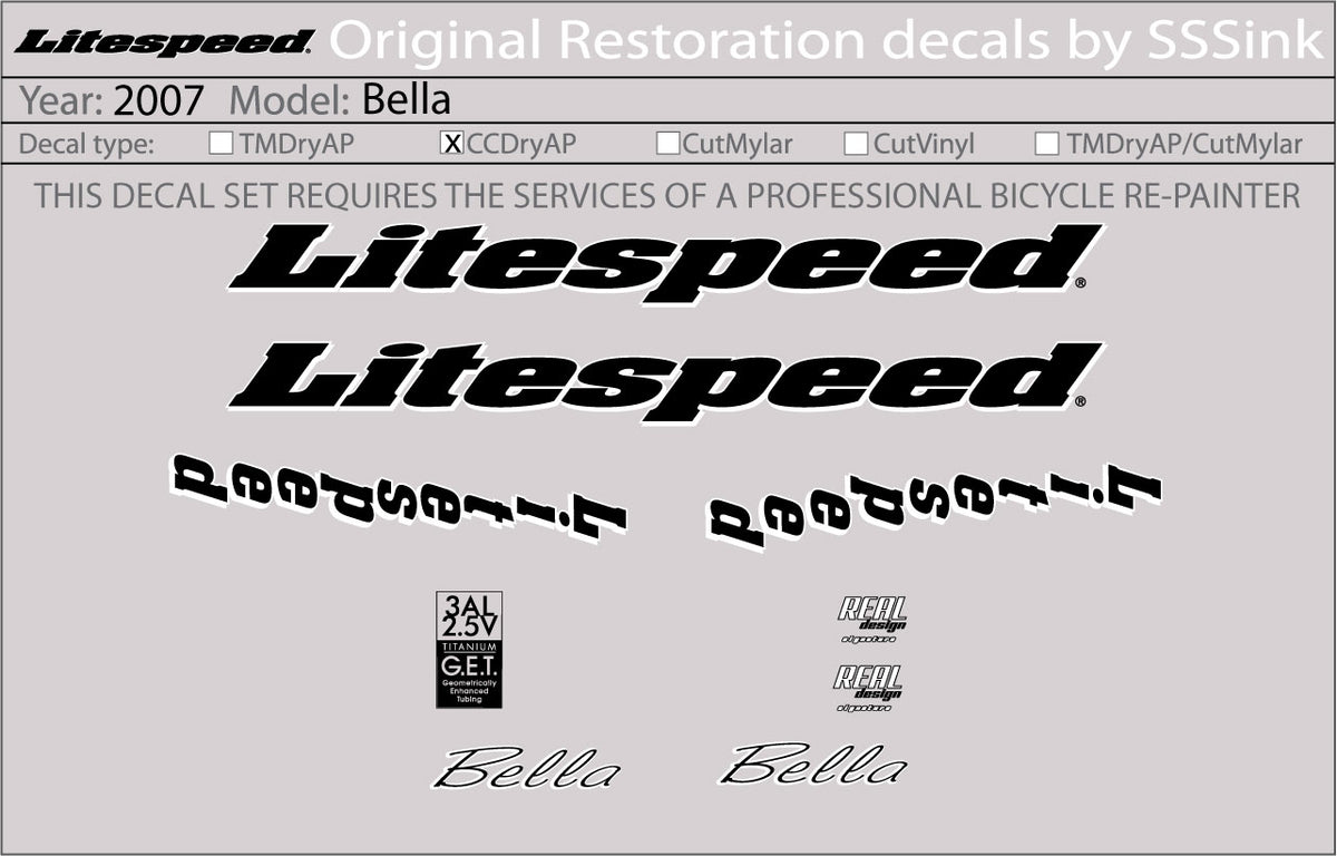 2007 Bella Decal Set