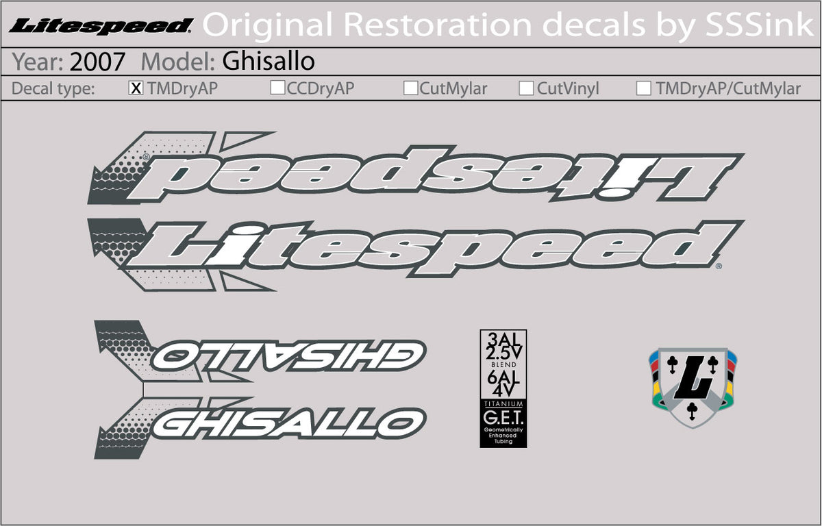 2007 Ghisallo Decals Set