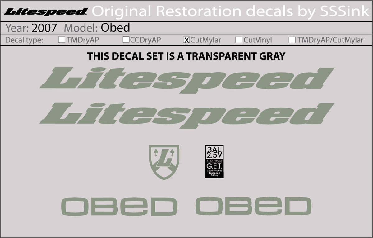 2007 Obed Decal Set
