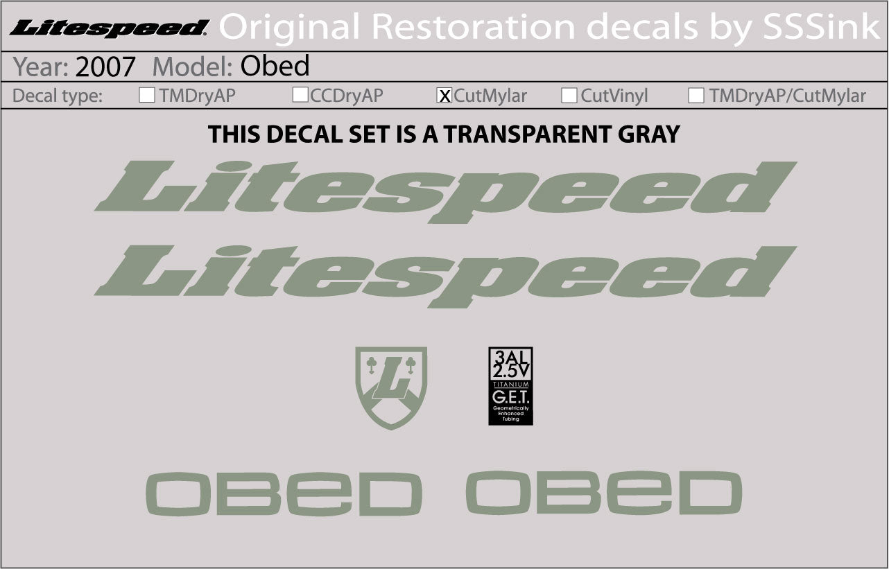 2007 Obed Decal Set
