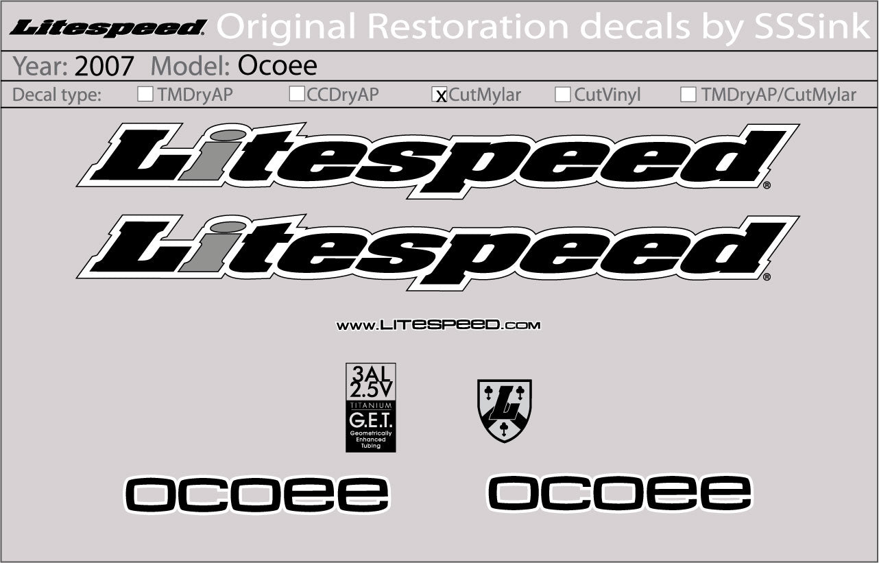 2007 Ocoee Decal Set