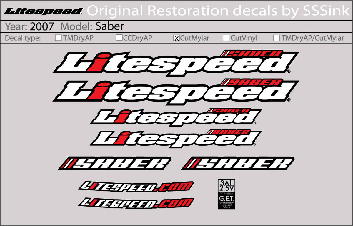 2007 Saber Decal Set