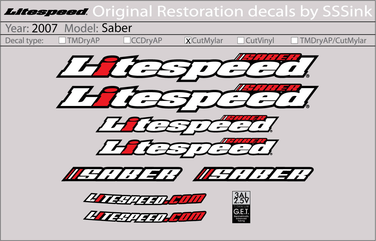2007 Saber Decal Set