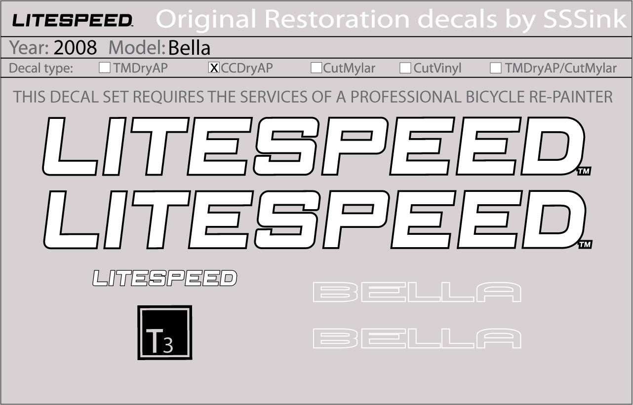 2008 Bella Decal Set