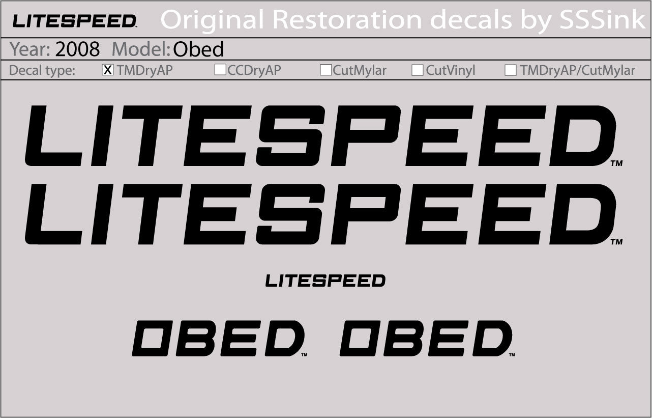 2008 Obed Decal Set