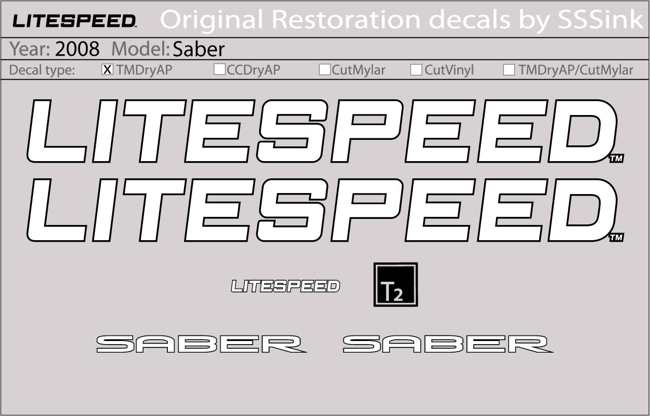 2008 Saber Decal Set