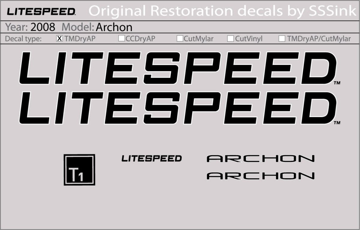 Titanium 2008 Archon Decal Set - Litespeed Bicycles