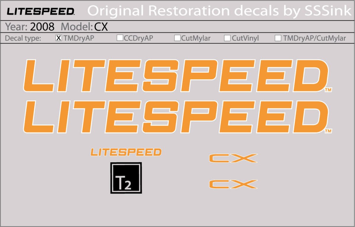 Titanium 2008 CX Decal Set - Litespeed Bicycles