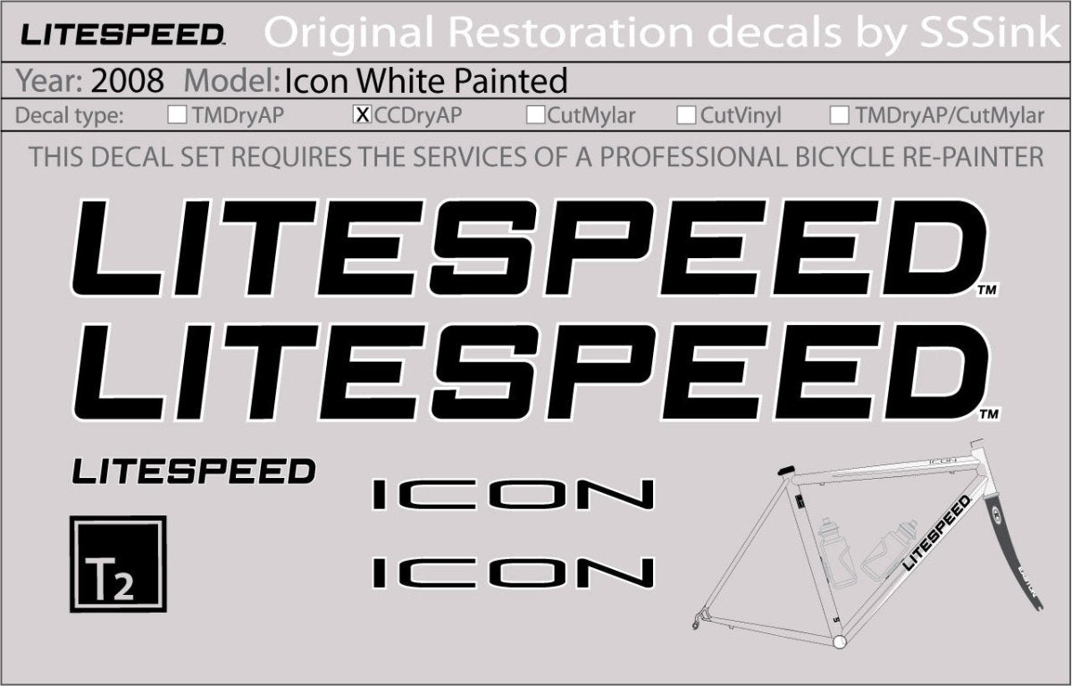 Titanium 2008 Icon White Decal Set - Litespeed Bicycles