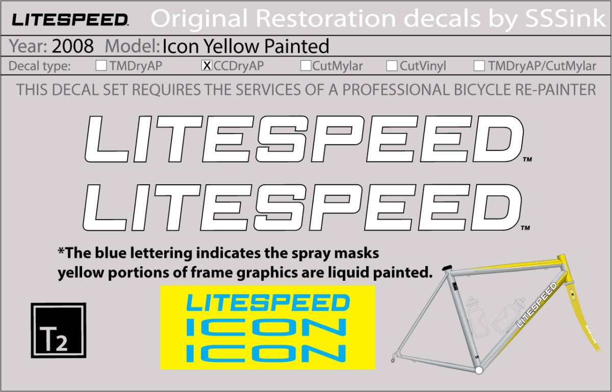Titanium 2008 Icon Yellow Decal Set - Litespeed Bicycles