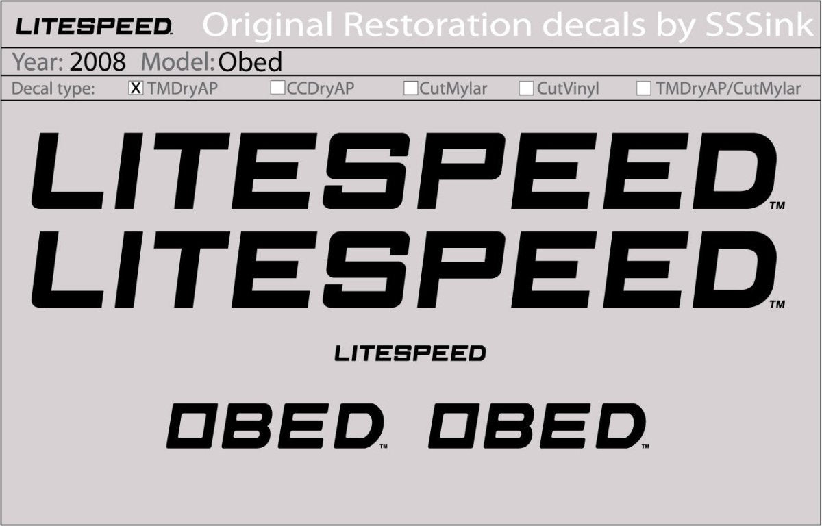 Titanium 2008 Obed Decal Set - Litespeed Bicycles