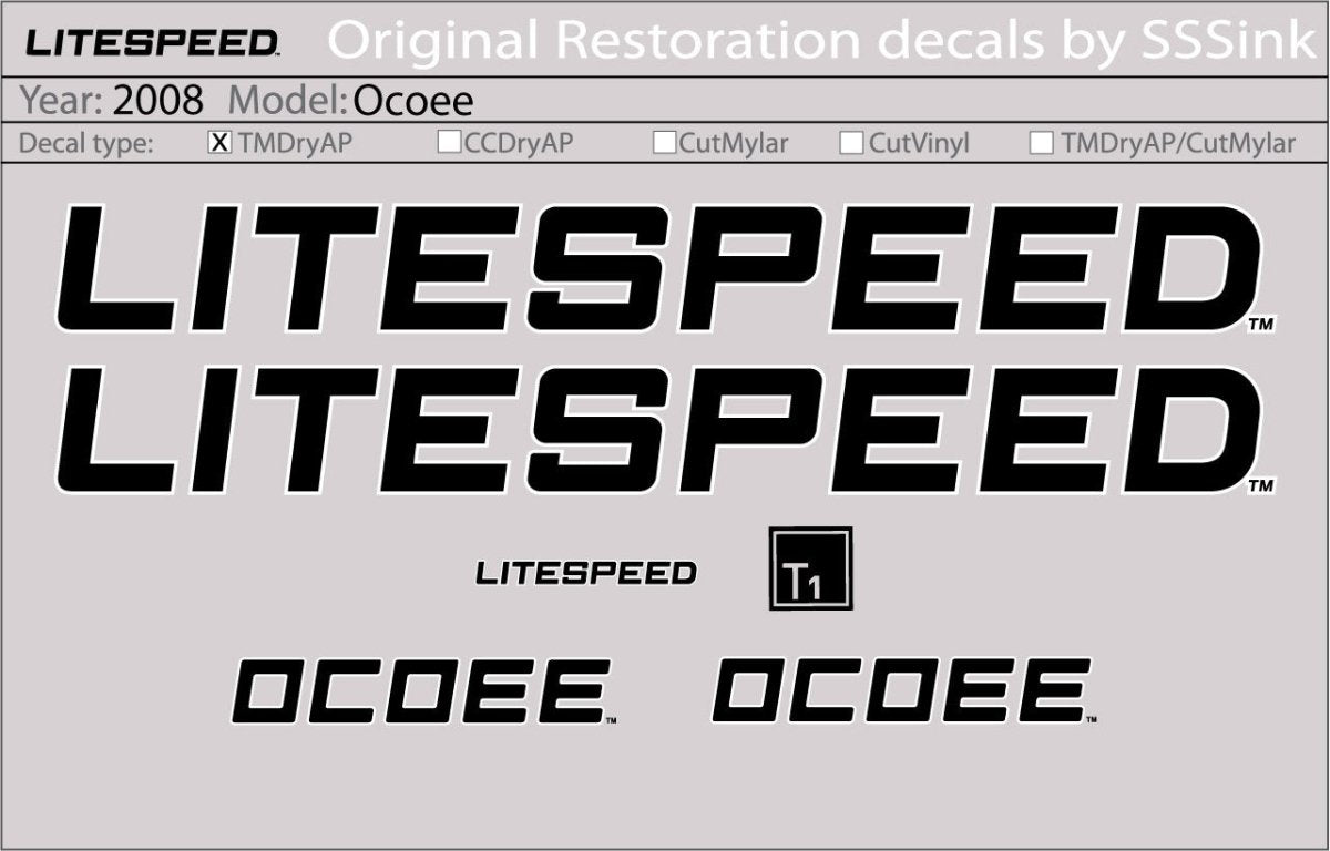 Titanium 2008 Ocoee Decal Set - Litespeed Bicycles